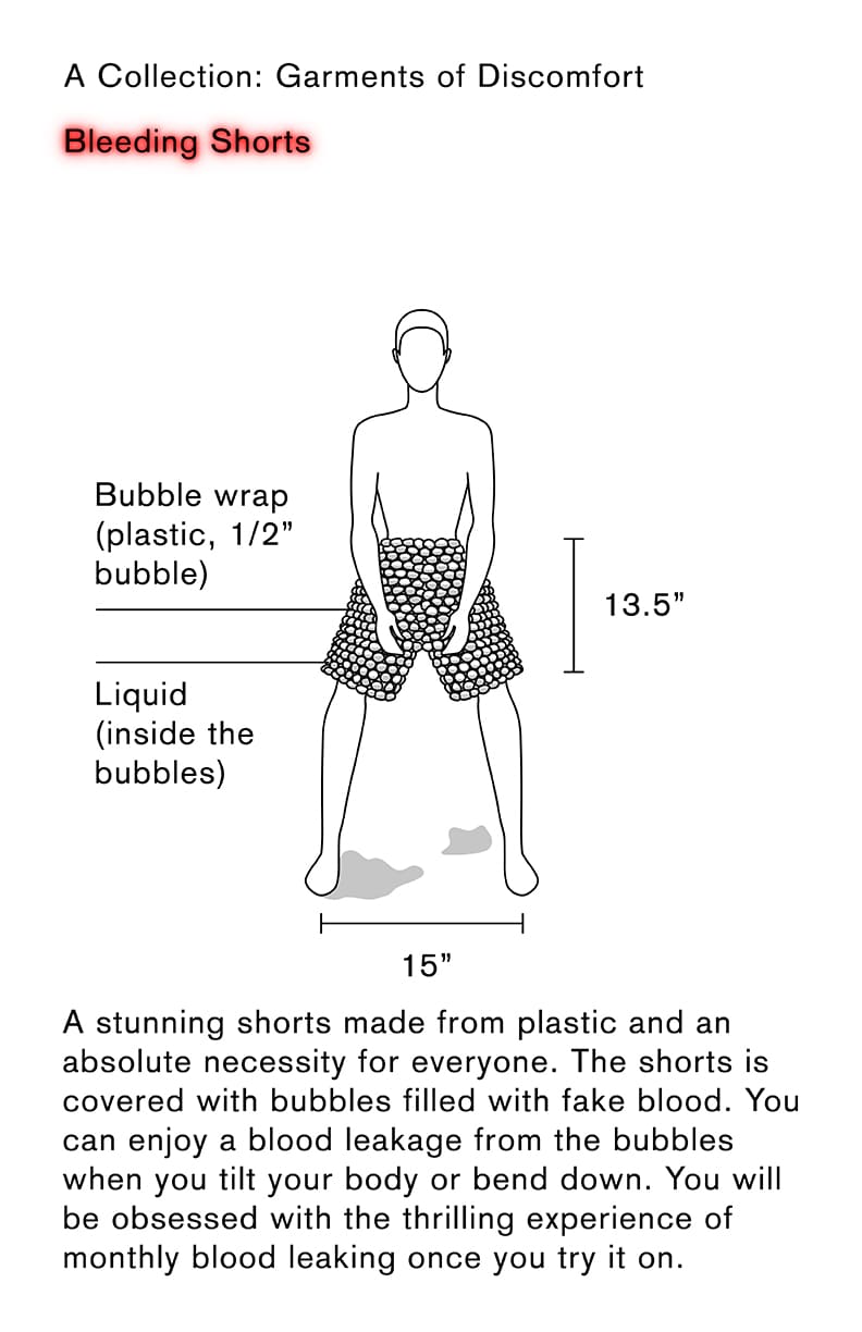 Bleeding Shorts - Technical Drawing